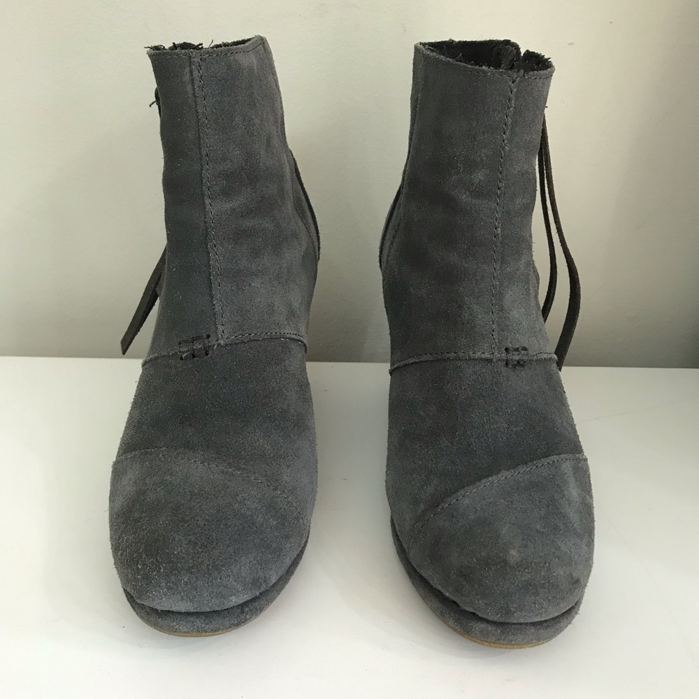 TOMS Desert Wedge Booties Gray - Picture 3 of 9